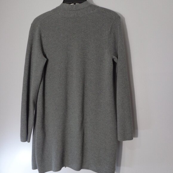 J Jill Women’s 3-Button Cotton Blend Ribbed Long Gray Cardigan Sweater Size M - Picture 2 of 6